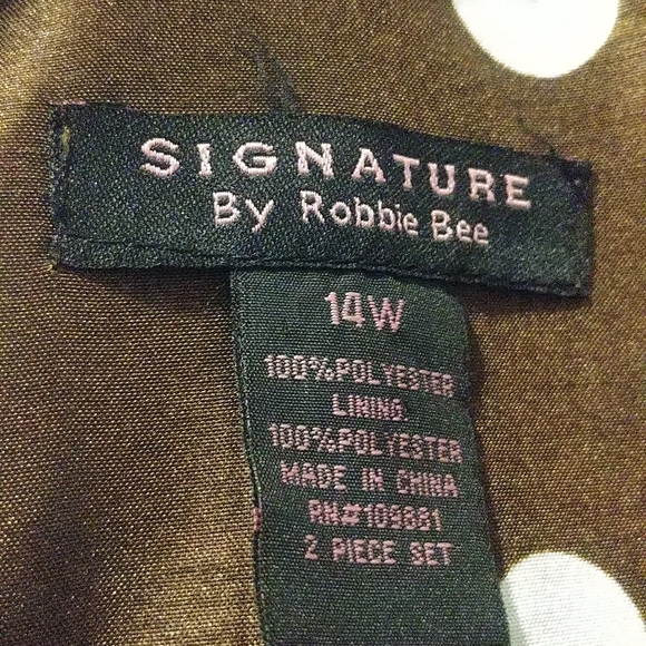 Signature By Ronnie Bee Brown And White Polka Dot Dress With Smocked Jacket - Picture 3 of 13